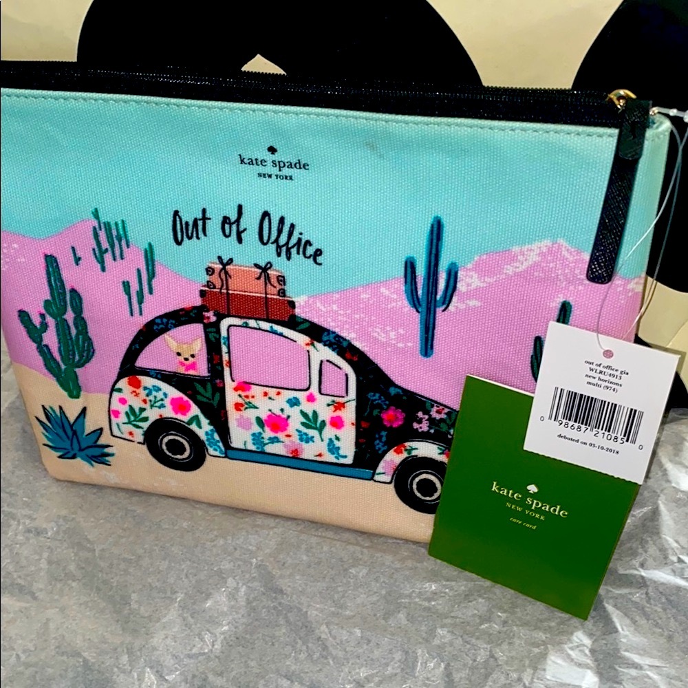 Kate Spade "Out of Office" Floral Car Zip Pouch/Clutch NWT 🏷